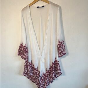 Blue Rain Kimono Eyelet Trim